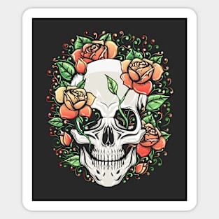 Skull and Rose Branch Sticker